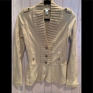 White House Black Market Tan button Front Sweater